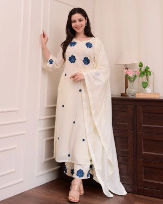 RK Creation Embroidered Kurta, Trouser/Pant & Dupatta Set
