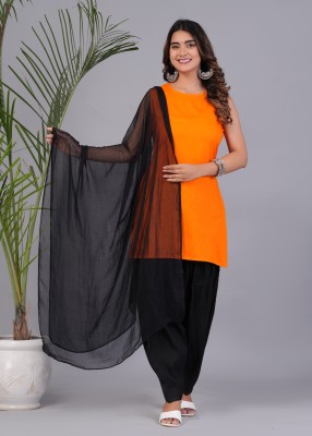 vakratunda Solid Kurta, Patiala & Dupatta Set