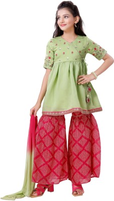 Mastarang Embroidered Kurta, Sharara & Dupatta Set