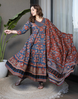 Arayna Printed Kurta, Palazzo & Dupatta Set
