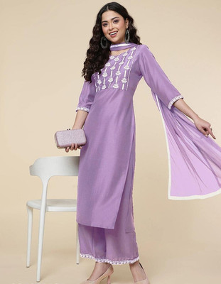 HOC's Self Design Kurta, Palazzo & Dupatta Set