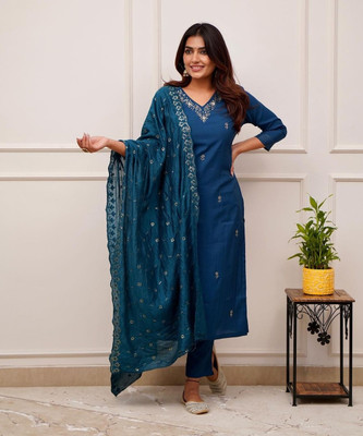 RADHEKRISHNA FASHIONABLES Embroidered Kurta, Salwar & Dupatta Set