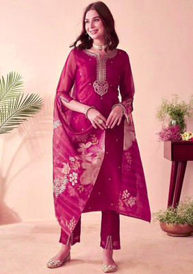 ROHEENI CREATION Embroidered Kurta, Trouser/Pant & Dupatta Set