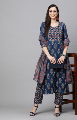 KRATI CREATIONS Printed Kurta, Trouser/Pant & Dupatta Set