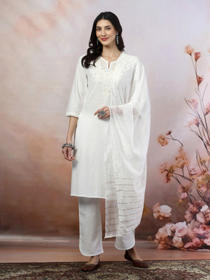 Nayam By Lakshita Embroidered Kurta, Palazzo & Dupatta Set