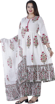 LH HANDICRAFTS Floral Print Kurta, Palazzo & Dupatta Set