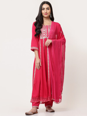 SAVI Embroidered Kurta, Trouser/Pant & Dupatta Set