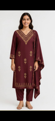 jevika.in Printed Kurta, Trouser/Pant & Dupatta Set