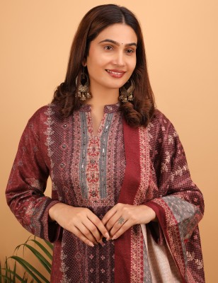 Womelle Embroidered Kurta, Trouser/Pant & Dupatta Set