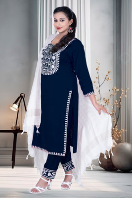 SABRANG MIX & MATCH Embroidered Kurta, Trouser/Pant & Dupatta Set