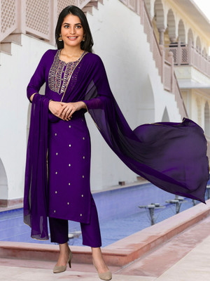 pinfit Embroidered Kurta, Trouser/Pant & Dupatta Set