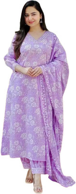 KRATI CREATIONS Floral Print Kurta, Trouser/Pant & Dupatta Set