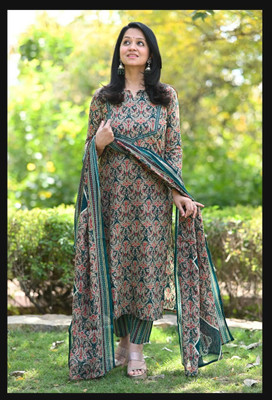 QUNEY Women Kurti Pant Dupatta Set