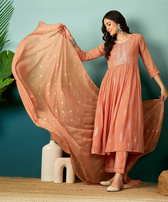 SheWill Embroidered Kurta, Trouser/Pant & Dupatta Set