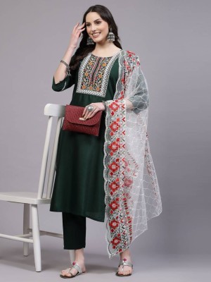 PILUDI Embroidered Kurta, Salwar & Dupatta Set