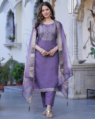 yourstore Embroidered Kurta, Trouser/Pant & Dupatta Set