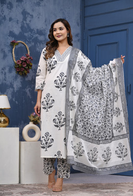 lovista Floral Print Kurta, Palazzo & Dupatta Set