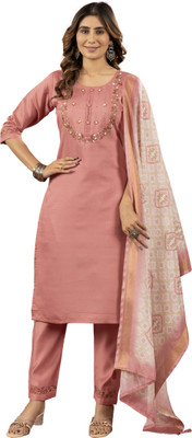 KRISHNA FASHION Embroidered Kurta, Trouser/Pant & Dupatta Set