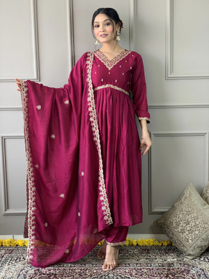 Tylissa Embroidered Kurta, Trouser/Pant & Dupatta Set