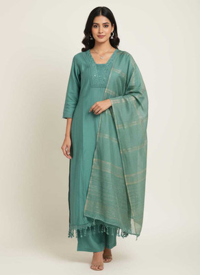 AARDHYA COLLECTION Embroidered Kurta, Palazzo & Dupatta Set