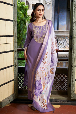 Good Luck Tex Embroidered, Printed Kurta, Trouser/Pant & Dupatta Set