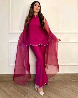 Rudrax Color Block Kurta, Palazzo & Dupatta Set