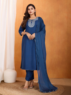 RAS RANI Embroidered Kurta, Salwar & Dupatta Set