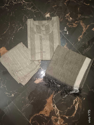 Ghayn Striped Kurta, Trouser/Pant & Dupatta Set