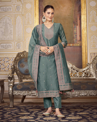Fourleaf Self Design Kurta, Trouser/Pant & Dupatta Set