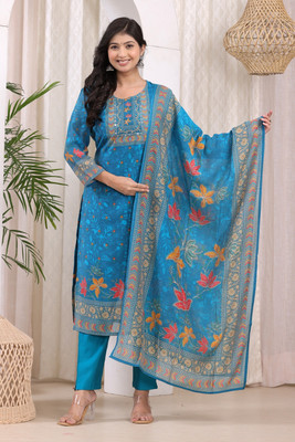 Seemrat Solid, Embroidered Kurta, Trouser/Pant & Dupatta Set