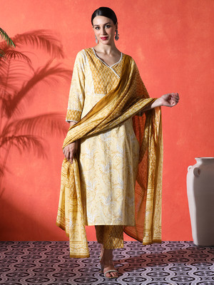 Sangria Embroidered Kurta, Trouser/Pant & Dupatta Set
