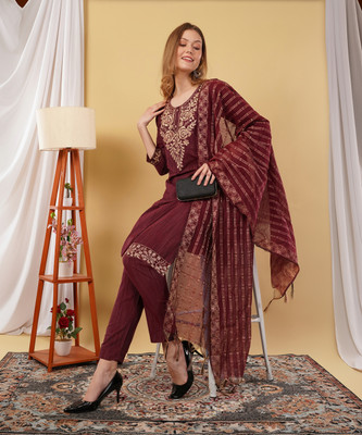 ZA STORE Embroidered Kurta, Trouser/Pant & Dupatta Set