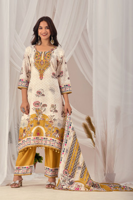 bindudi Floral Print Kurta, Palazzo & Dupatta Set