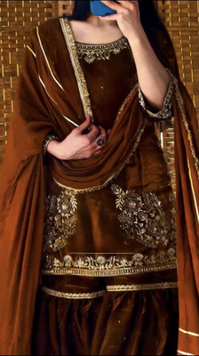 Mahi Fashion Embroidered Kurta, Palazzo & Dupatta Set