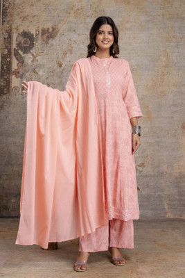 ANOUK Printed Anarkali Kurta, Bottom & Dupatta Set