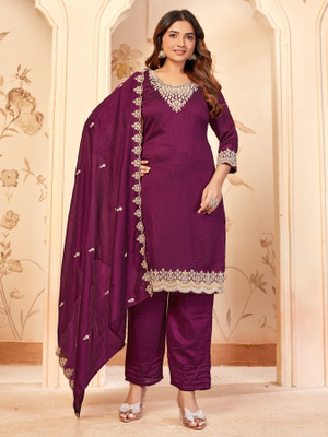 DivyFashion Embroidered Kurta, Trouser/Pant & Dupatta Set