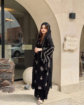 DHAYAN Embroidered Kurta, Palazzo & Dupatta Set