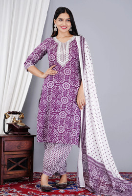 divyanjni Floral Print Kurta, Palazzo & Dupatta Set