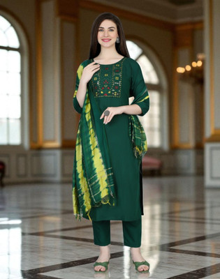 SoftTouch Embroidered Kurta, Trouser/Pant & Dupatta Set