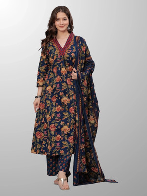 PRAVIK Printed Kurta, Palazzo & Dupatta Set