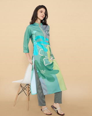 Anouk Rustic Floral Print Kurta, Trouser/Pant & Dupatta Set