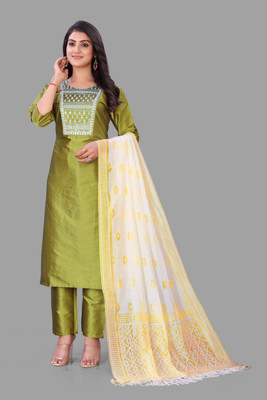 DWAPAR Embroidered Kurta, Trouser/Pant & Dupatta Set