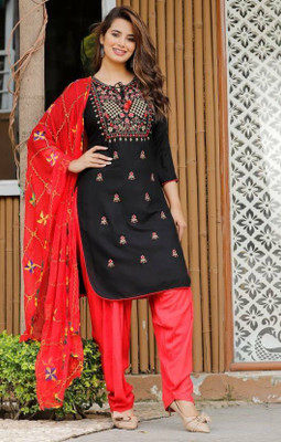 ATOZ DESIGNER Embroidered Kurta, Salwar & Dupatta Set