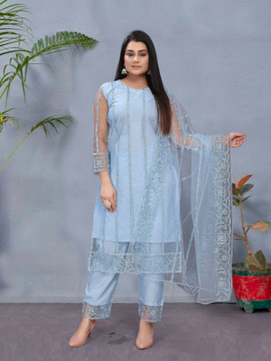 JAYAMBECREATION Embroidered Kurta, Palazzo & Dupatta Set