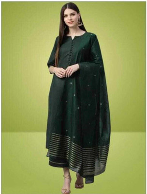 AnAdhTex Self Design Kurta, Palazzo & Dupatta Set