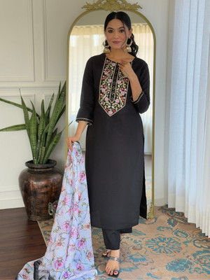 Fabrion Self Design Kurta, Salwar & Dupatta Set
