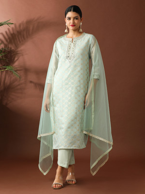 Jaipur Kurti Embroidered Kurta, Trouser/Pant & Dupatta Set