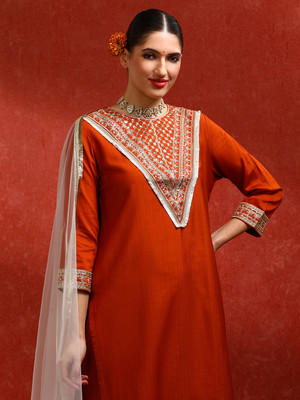 Jaipur Kurti Embroidered Kurta, Trouser/Pant & Dupatta Set