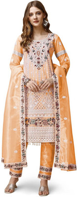 pdf creation Embroidered Kurta, Trouser/Pant & Dupatta Set