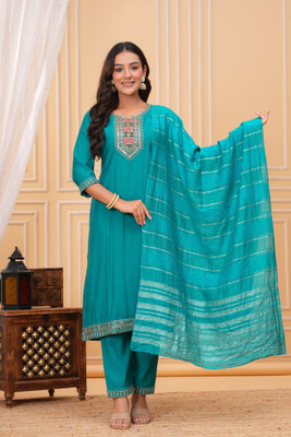 HEARTLOOM Embroidered Kurta, Trouser/Pant & Dupatta Set